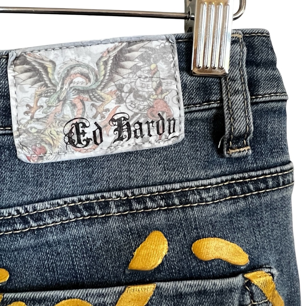 ED HARDY Y2K TRUE LOVE / LOVE ETERNAL WIDE LEG JEAN WOMEN’S SIZE 24 - Picture 8 of 15